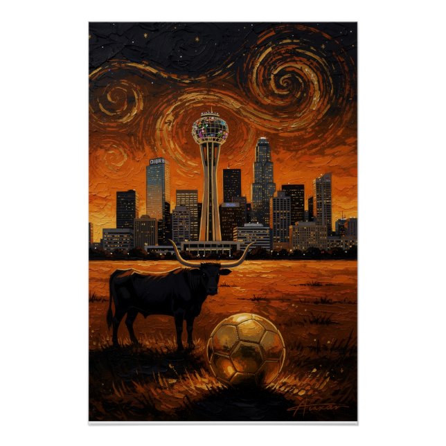 Póster Dallas Skyline Longhorn World Cup 2026 Soccer  (Anverso)