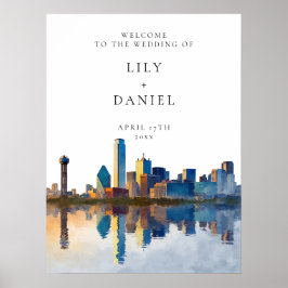 Póster Dallas Skyline Wedding Welcome Sign