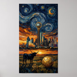 Póster Dallas Starry Night Skyline World Cup 2026 Soccer