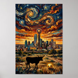 Póster Dallas Sunset Swirl World Cup Soccer Van Gogh Art