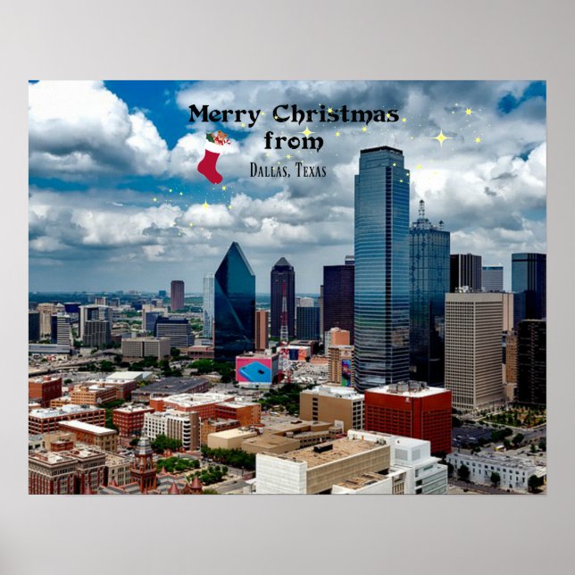 Póster Dallas, Texas Christmas Greetings (Frente)