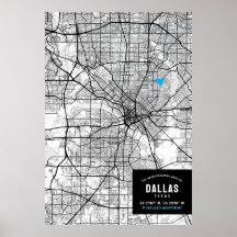 Dallas, Texas City Map y Mark Your Location