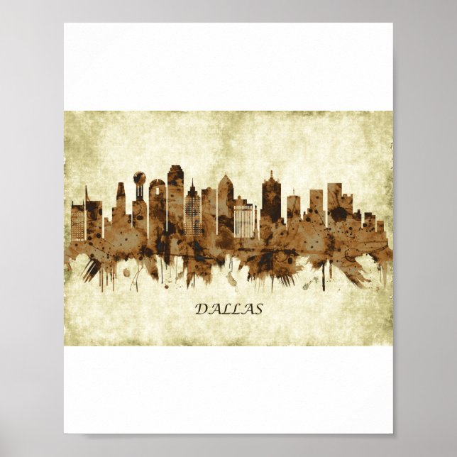 Póster Dallas Texas Cityscape (Frente)