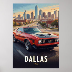 Póster Dallas Texas Coche Clásico de Alto Rendimiento 197