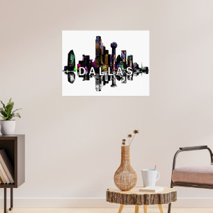 Póster Dallas, Texas en graffiti