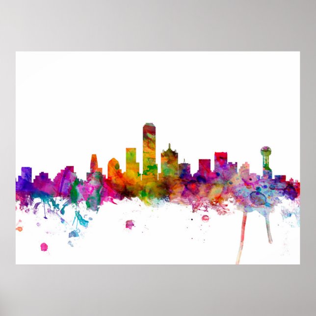Póster Dallas Texas Skyline (Frente)