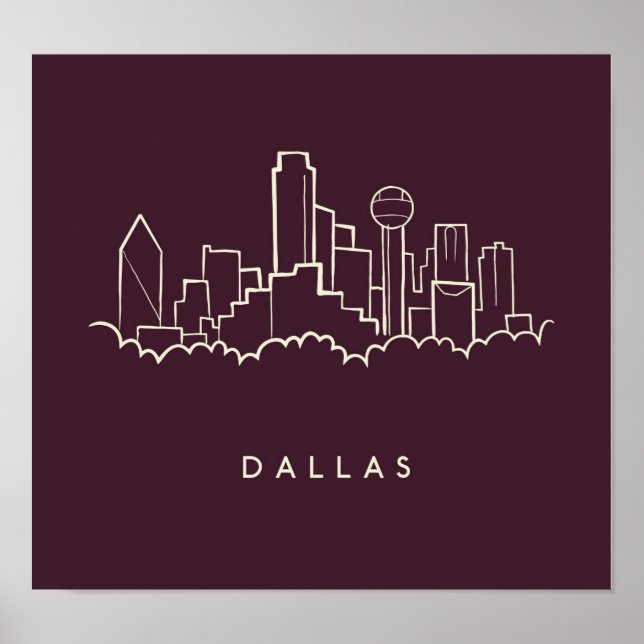 Póster Dallas Texas Skyline (Frente)