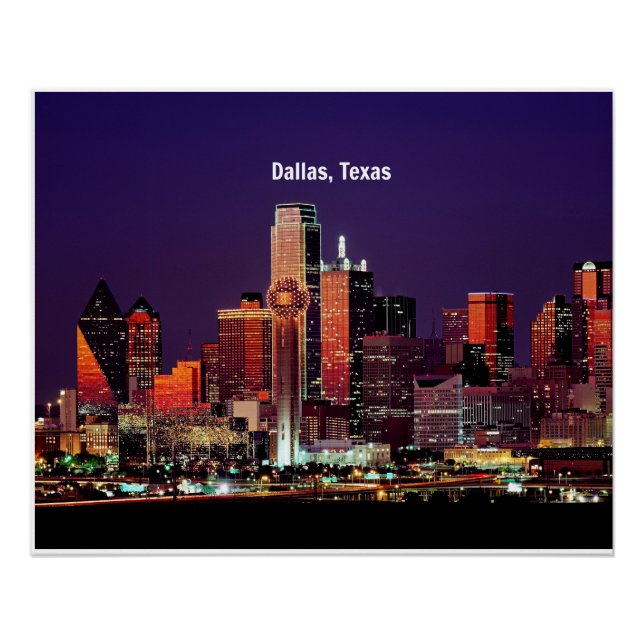 Póster Dallas, Texas Skyline (Anverso)