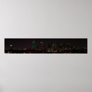 Póster Dallas, Texas Skyline de noche