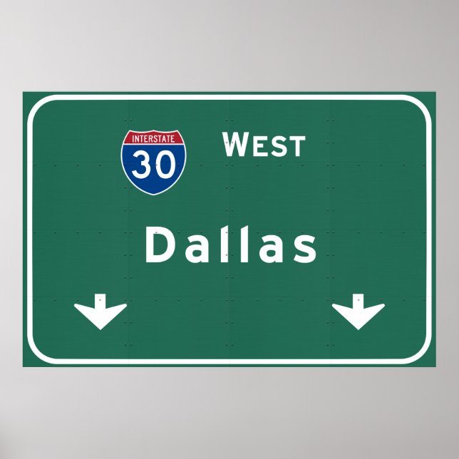 Póster Dallas Texas tx Interstate Highway Freeway Road : (Frente)