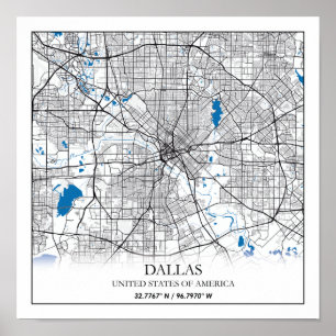 Póster Dallas Texas USA City Travel City Map