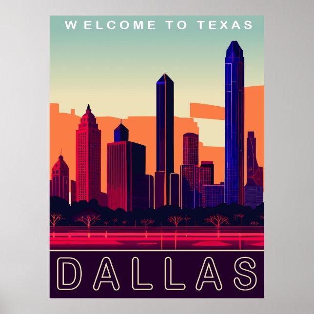 Póster Dallas, Texas, Viaje (Frente)