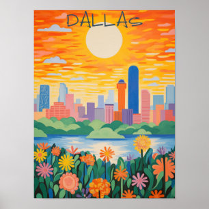 Póster Dallas Texas Viajes Ciudad Pintura Estética