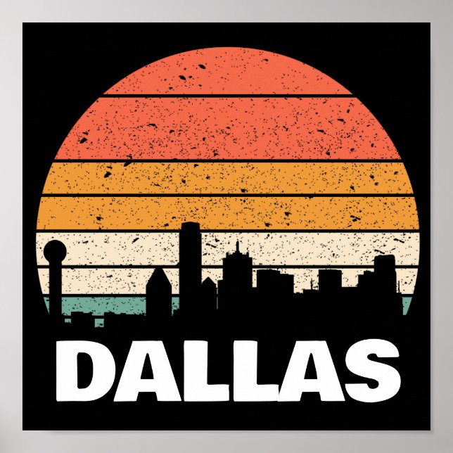 PÓSTER DALLAS TEXAS VINTAGE SUNSET (Frente)