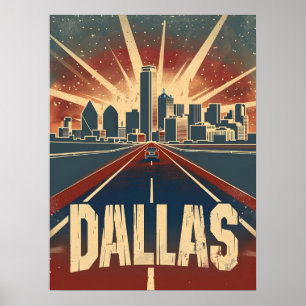 Póster Dallas Vintage Travel Ad Art