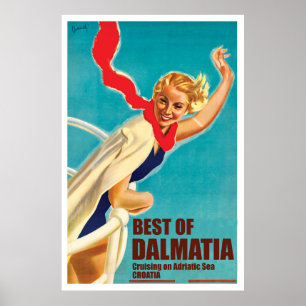 Póster Dalmacia, Croacia, Chica en un yate
