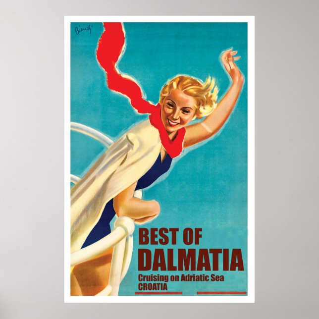 Póster Dalmacia, Croacia, Chica en un yate (Frente)