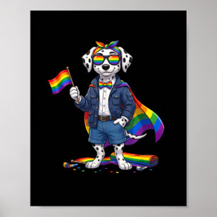 Póster Dálmata Divertido Orgullo Lgbt Arcoíris Lesbiana G