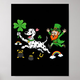 Póster Dálmata divertido trébol día de San Patricio mujer