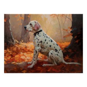 Póster Dálmata en Otoño Las Hojas Caídas Inspiran
