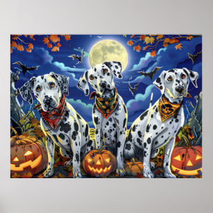 Póster Dálmata Halloween Espeluznante