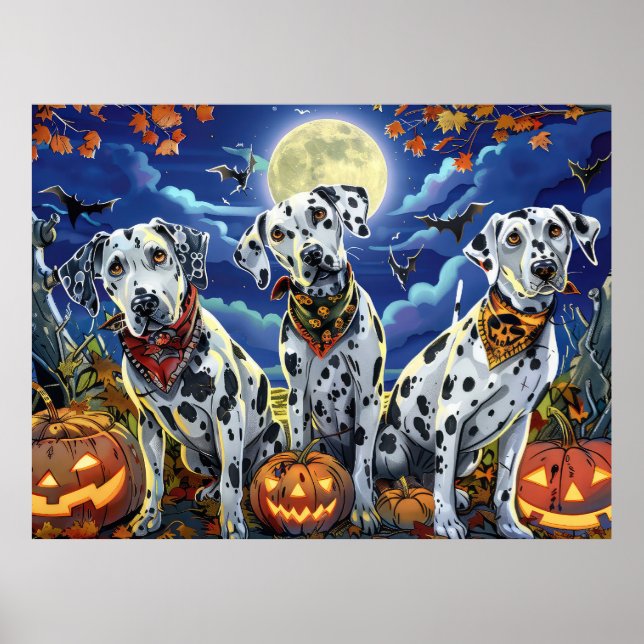 Póster Dálmata Halloween Espeluznante (Frente)