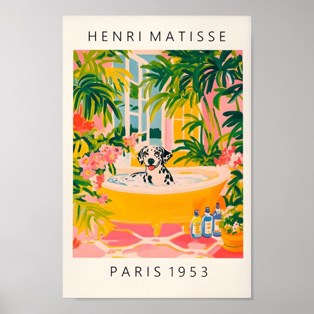 Póster Dalmatia En Bañera, Gracioso Baño Pared Art, M (Frente)