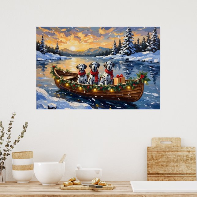 Póster Dalmatian Christmas Boat Holiday (Cocina)