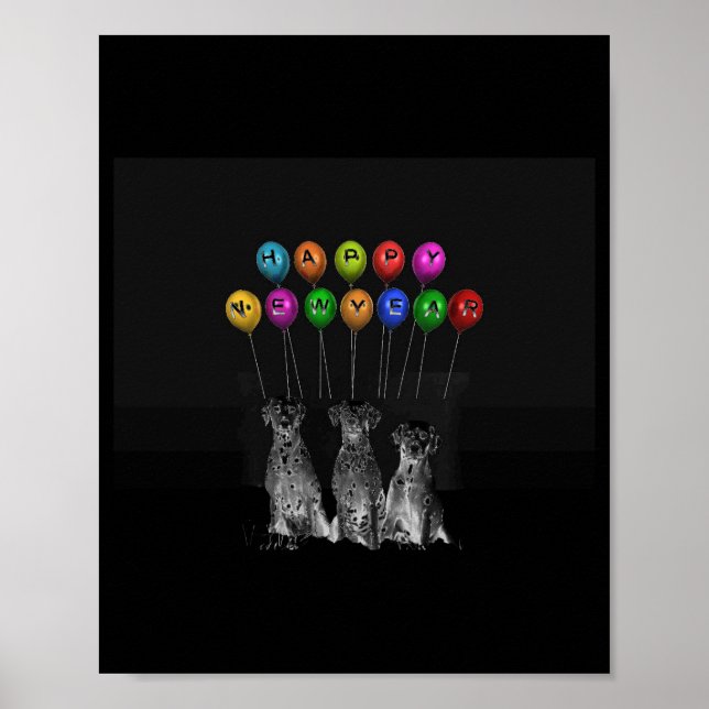 Póster Dalmatians Wishing Happy New Year 2016 T Shirt  (Frente)