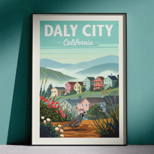 Póster Daly City California Antiguo