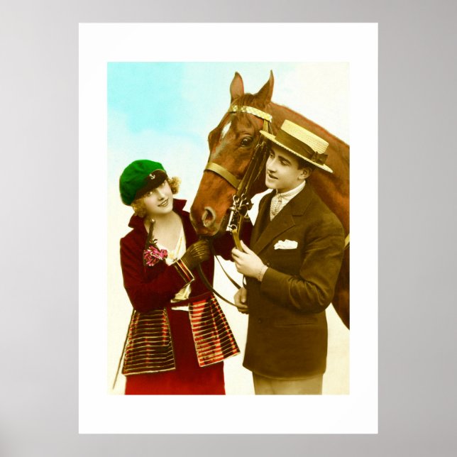 Póster Dama, agente y cosecha de caballos (Frente)