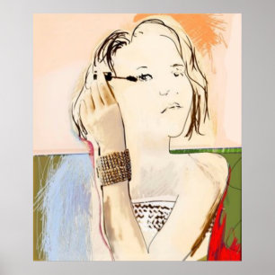 Póster Dama aplicando rímel - Poster