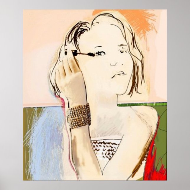 Póster Dama aplicando rímel - Poster (Frente)