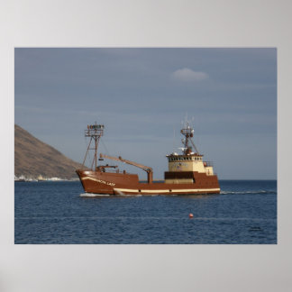 Póster Dama ártica, barco de cangrejo en puerto holandés,