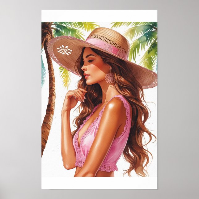 Póster Dama Bronceada en Rosa (Frente)