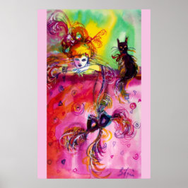 Póster DAMA CON Ball de Mascarada Veneciana CAT NEGRA