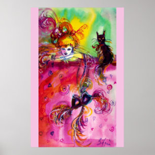 Póster DAMA CON Ball de Mascarada Veneciana CAT NEGRA