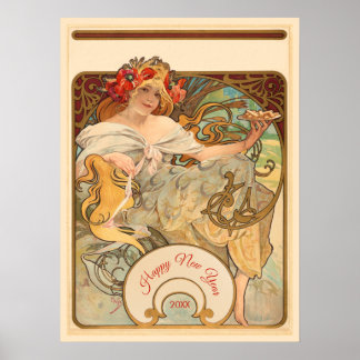 Póster Dama con cachorros en el pelo