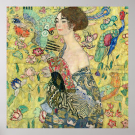 Póster Dama con fan,Gustav Klimt,1907,art nouveau,vintag