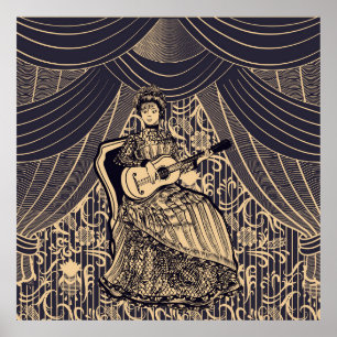 Póster Dama con guitarra