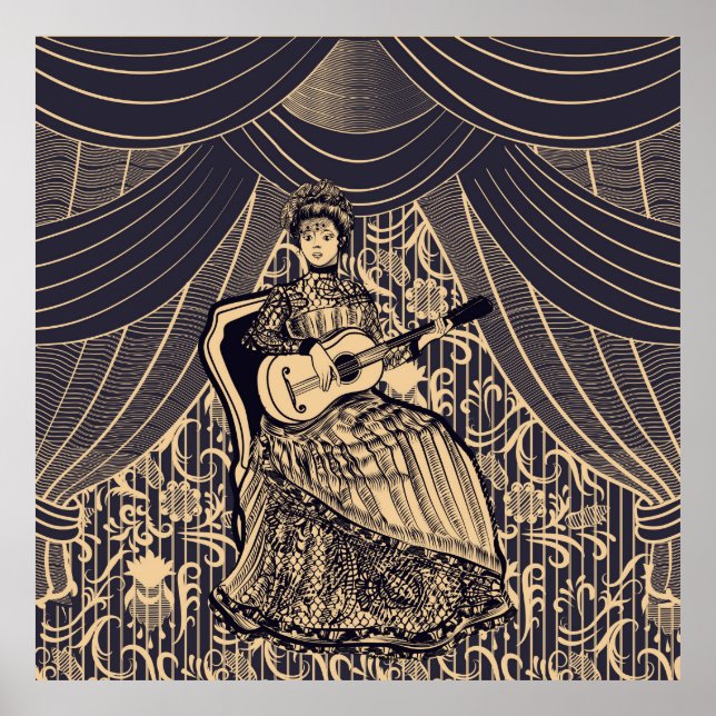 Póster Dama con guitarra (Frente)