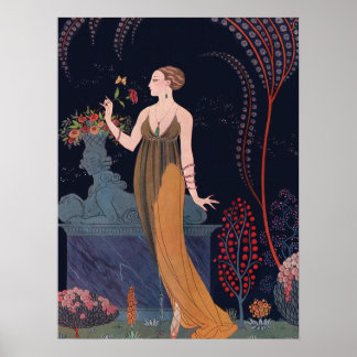 Póster Dama con rosa de George Barbier 1914