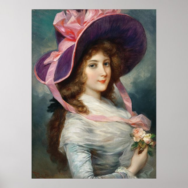 Póster Dama con sombrero púrpura (Frente)