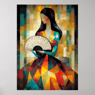 Póster Dama con un abanico - Obra maestra cubista inspira