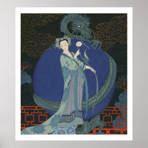 Póster Dama con un Dragón (color litho)