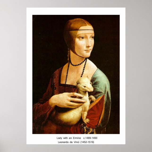 Póster Dama con un Ermín, Leonardo Da Vinci (Frente)