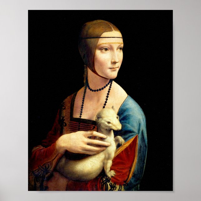 Póster Dama con un Ermio por Leonardo Da Vinci (Frente)