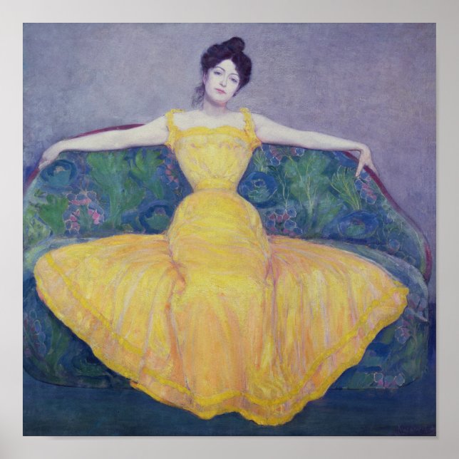 Póster Dama con vestido amarillo, 1899 (Frente)