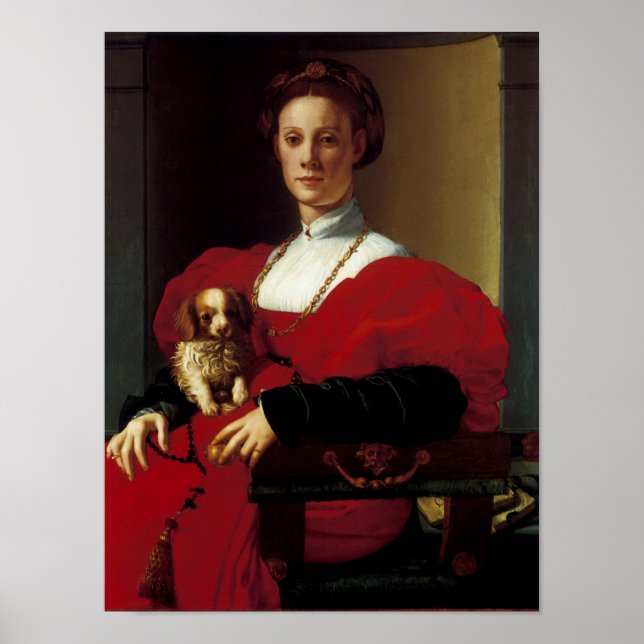 Póster Dama con vestido rojo (Frente)