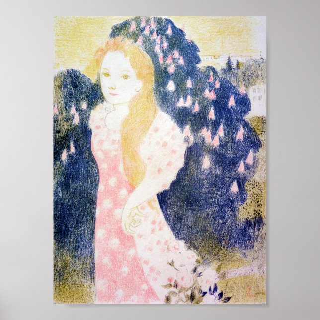 Póster Dama con vestido rosa, Maurice Denis (Frente)